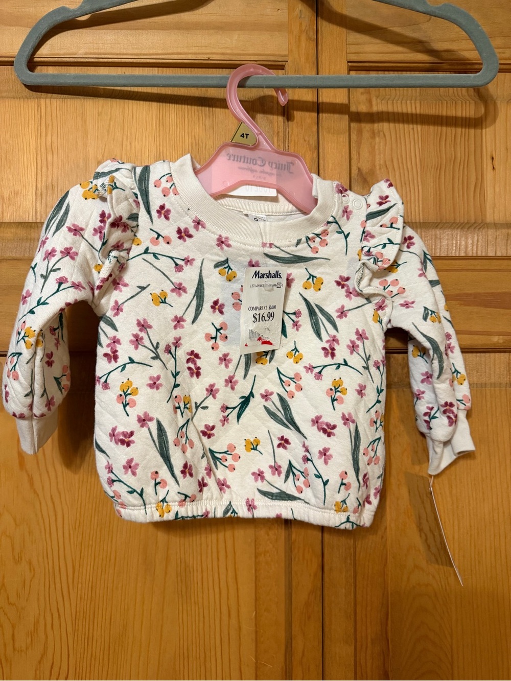 Carter's Cream Floral Puff-Sleeve Sweatshirt